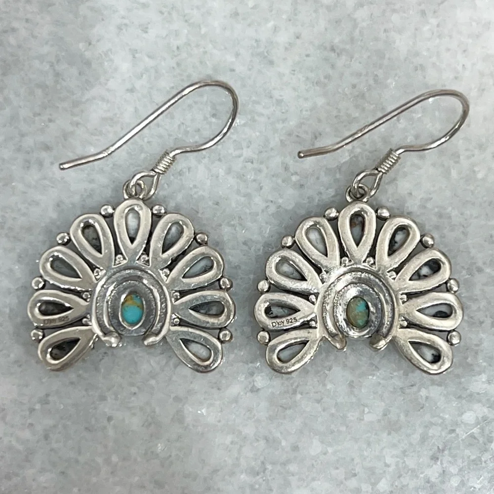 White Buffalo Royston Turquoise Sterling Silver BOHO Earrings